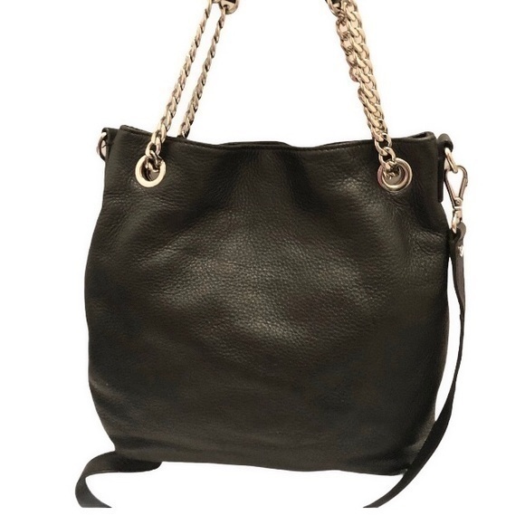 Michael kors black leather jet set chain bag purse